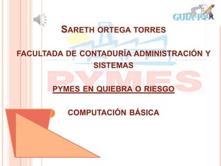 SARETH ORTEGA TORRES
FACULTADA DE CONTADURÍA ADMINISTRACIÓN Y
SISTEMAS
PYMES EN QUIEBRA O RIESGO
COMPUTACIÓN BÁSICA
 