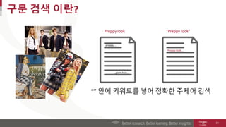 preppy….
…glam look..
Preppy look….
구문 검색 이란?
Preppy look “Preppy look”
“” 안에 키워드를 넣어 정확한 주제어 검색
15
 