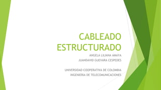 CABLEADO
ESTRUCTURADO
ANGELA LILIANA AMAYA
JUANDAVID GUEVARA CESPEDES
UNIVERSIDAD COOPERATIVA DE COLOMBIA
INGENIERIA DE TELECOMUNICACIONES
 