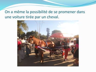 On a même la possibilité de se promener dans
une voiture tirée par un cheval.
 