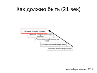 Как должно быть (21 век) 
Артем Герасимович, 2013 
 