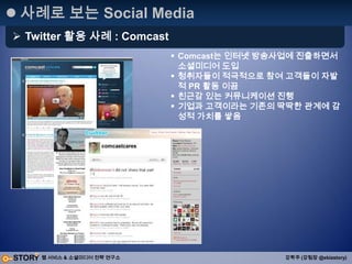 PR & Marketing으로 점검2. PR & Marketing 으로써의 가능성2010년 1월 _ 5천만 글(트윗)/일초당  600개 이상의 글(트윗)2009년 7월 _1천만 글(트윗)/일2007년 1월 _5천 글(트윗)/일2010 2월 23일 http://blog.twitter.com/2010/02/measuring-tweets.html