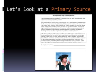 Let’s look at a Primary Source
 