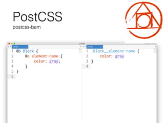 PostCSS
postcss-bem
 