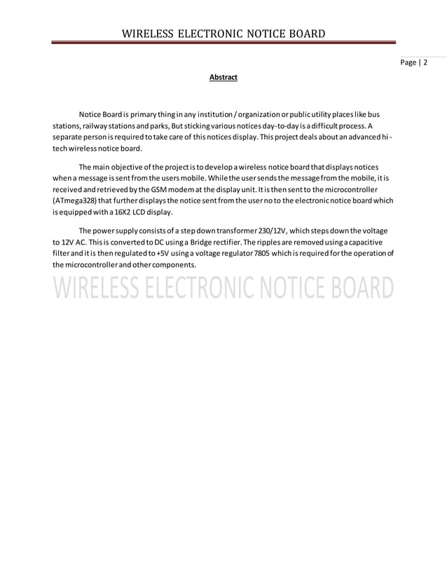 E notice board project report