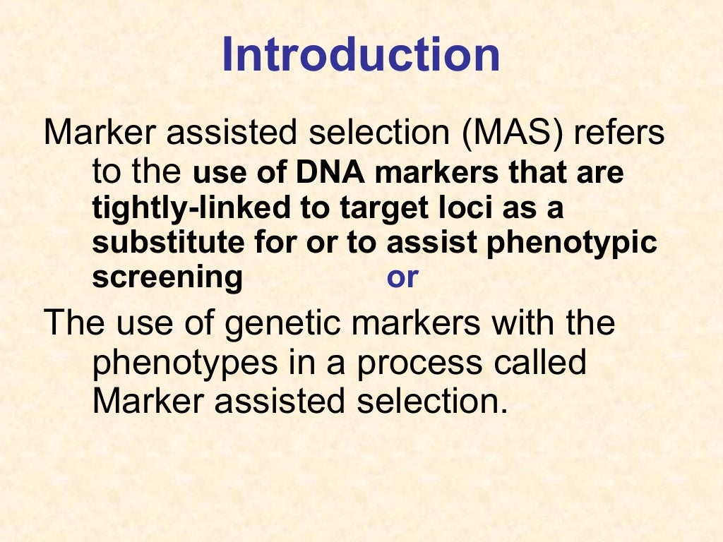 marker assisted selection
