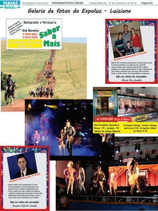 Notícias
Acompanhe nosso site: PARANANOTICIAS.COM.BR Campo Mourão, 31 de Outubro de 2018 Página 05PARANÁ
Galeria de fotos da Expoluz - LuizianaGaleria de fotos da Expoluz - LuizianaGaleria de fotos da Expoluz - LuizianaGaleria de fotos da Expoluz - LuizianaGaleria de fotos da Expoluz - Luiziana
 