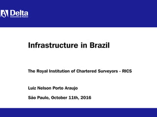 Luiz Nelson Porto Araujo
São Paulo, October 11th, 2016
Infrastructure in Brazil
The Royal Institution of Chartered Surveyors - RICS
 