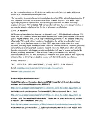 Global Atomic Layer Deposition (ALD) Equipment Market - Next-Generation ...