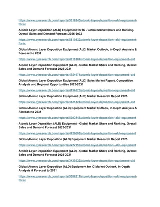 Global Atomic Layer Deposition (ALD) Equipment Market - Next-Generation ...