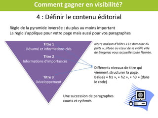 Comment gagner en visibilité?
Mettre les mots clés dans les métadonnées
 
