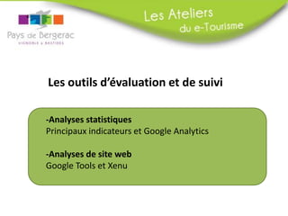 Comment gagner en visibilité?
1 - Mettant une description dans la balise <alt> et title= (dans le code source
de la page)
Exemple : La Bastide de Monpazier
2 - Légendes sous les images
3 - En nommant l’image correctement
Exemple : bastide-monpazier.jpg
4- Photo de qualité en optimisant son poids et sa taille
Redimensionnez vos photos avec XnView : voir le tutoriel sur le
site des pro du tourisme du Pays de Bergerac
Optimiser les images
Google ne voit pas les images, il faut les lui décrire en :
 