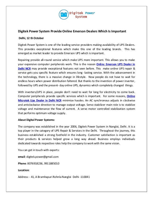 Online Emerson UPS Dealer in Delhi NCR