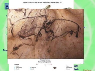 • Surge associada aos ritos mágicos (pinturas
com valor mágico, caçadas).
• As primeiras formas de arte surgiram no Paleolítico Superior.
• As principais manifestações reportam ao 35º a 9º milénio.
Arte Paleolítica
Formas de arte do
Paleolítico
Arte rupestre ou parietal (pintura e
gravura). Temas: animais, figuras
abstractas.
Arte móvel – esculturas. Temas:
estatuetas femininas (Vénus), cabeças
de animais em arpões e azagaias;
ossos, marfim e pedra esculpidos. F.M.Serrão
 