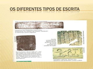 OS DIFERENTES TIPOS DE ESCRITA
 