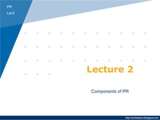 Lecture 2 Components of PR 