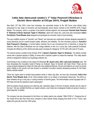 Lohia Auto Solar Rickshaw - Press Release | DOC