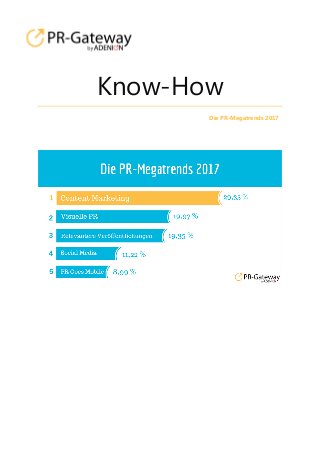 Know-How
Die PR-Megatrends 2017
 