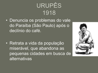 URUPÊS1918Denuncia os problemas do vale do Paraíba (São Paulo) após o declínio do café. Retrata a vida da população miserável, que abandona as pequenas cidades em busca de alternativas