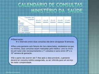 CALENDÁRIO DE CONSULTASMINISTÉRIO DA  SAÚDEChirlei A FerreiraObservação:
