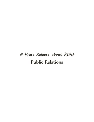 A Press Release about PDAF
Public Relations
 