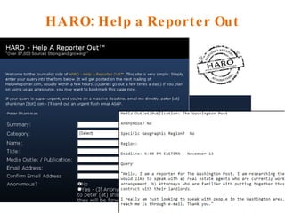 HARO: Help a Reporter Out 