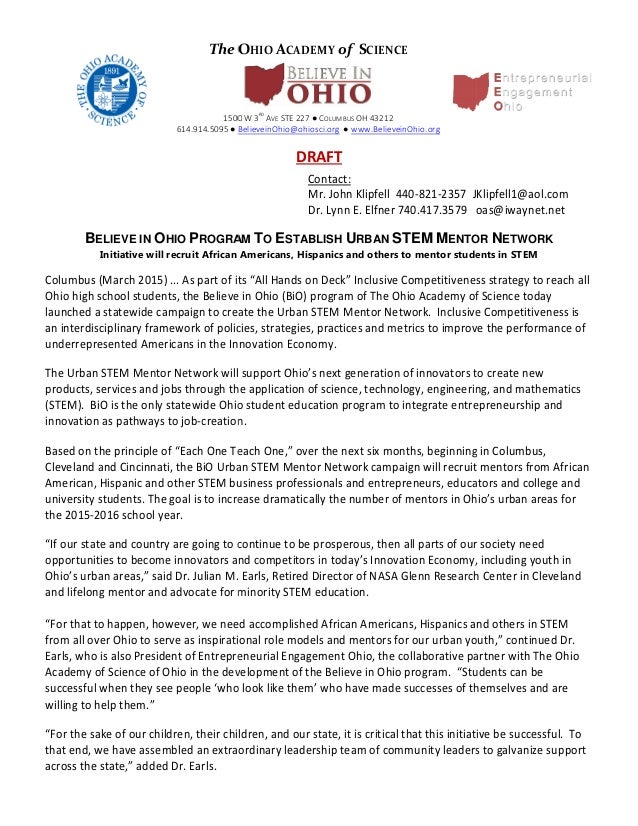 stem mentor network believe in ohio