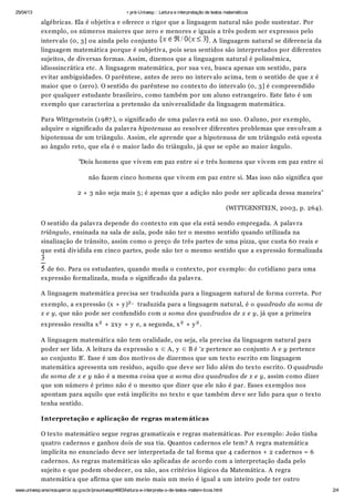 Pré univesp - leitura e interpretação de textos matemáticos | PDF