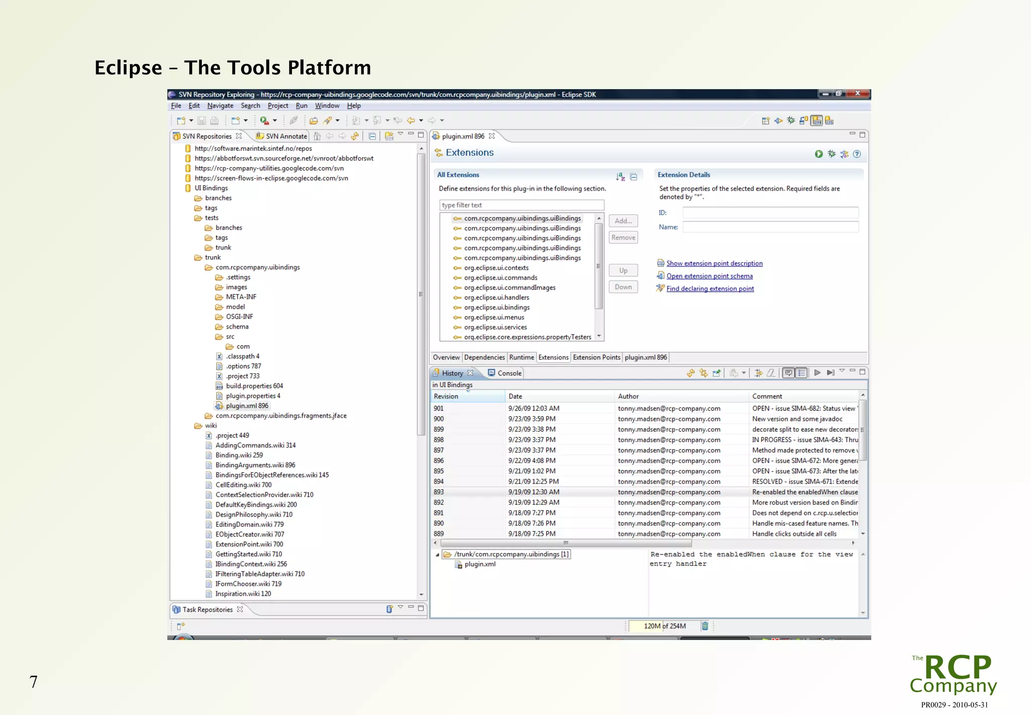 PR0029 - 2010-05-31
7
Eclipse – The Tools Platform
 