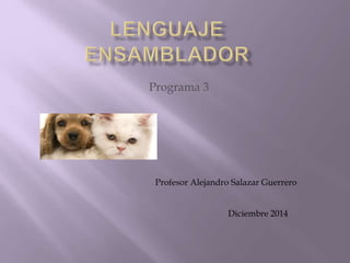 Programa 3
Profesor Alejandro Salazar Guerrero
Diciembre 2014
 