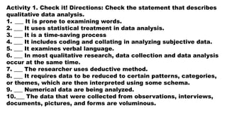 pr1 q2 - lesson 1 (coding qualitative data).pptx... PR1 how to summary of practical research | PPTX