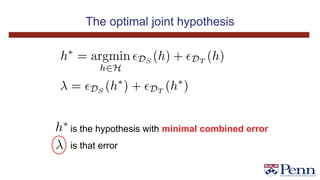 The optimal joint hypothesis
is the hypothesis with minimal combined error
is that error
 
