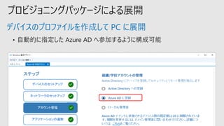 プロビジョニングパッケージによる展開
デバイスのプロファイルを作成して PC に展開
 