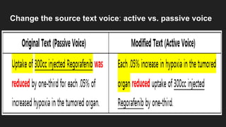 Change the source text voice: active vs. passive voice
 