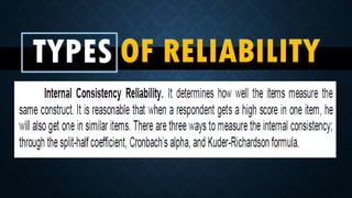 TYPES OF RELIABILITY
 