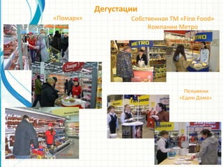 Дегустации
«Помарк» Собственная ТМ «Fine Food»
Компании Метро
Пельмени
«Едим Дома»
 