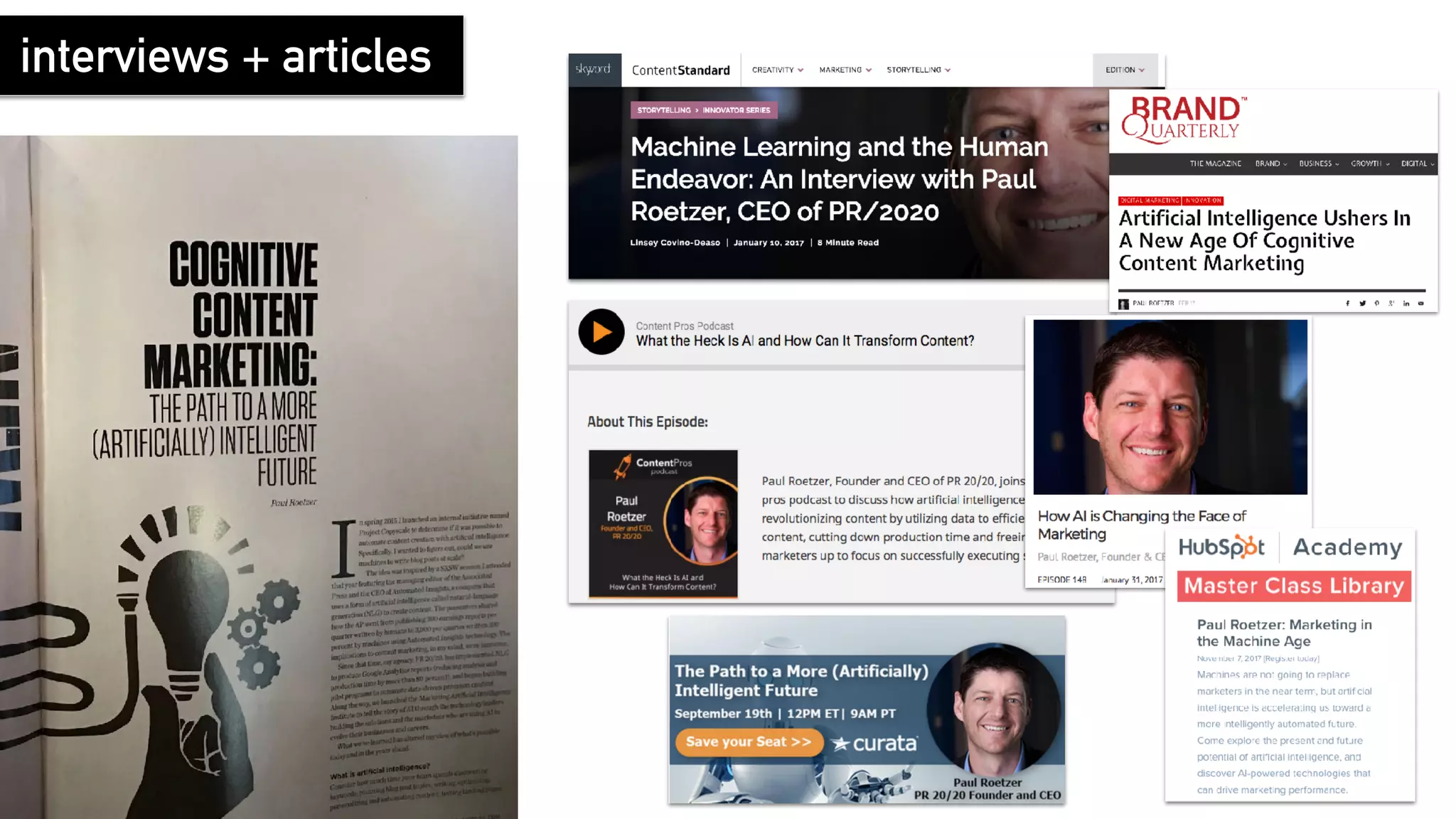 interviews + articles
 