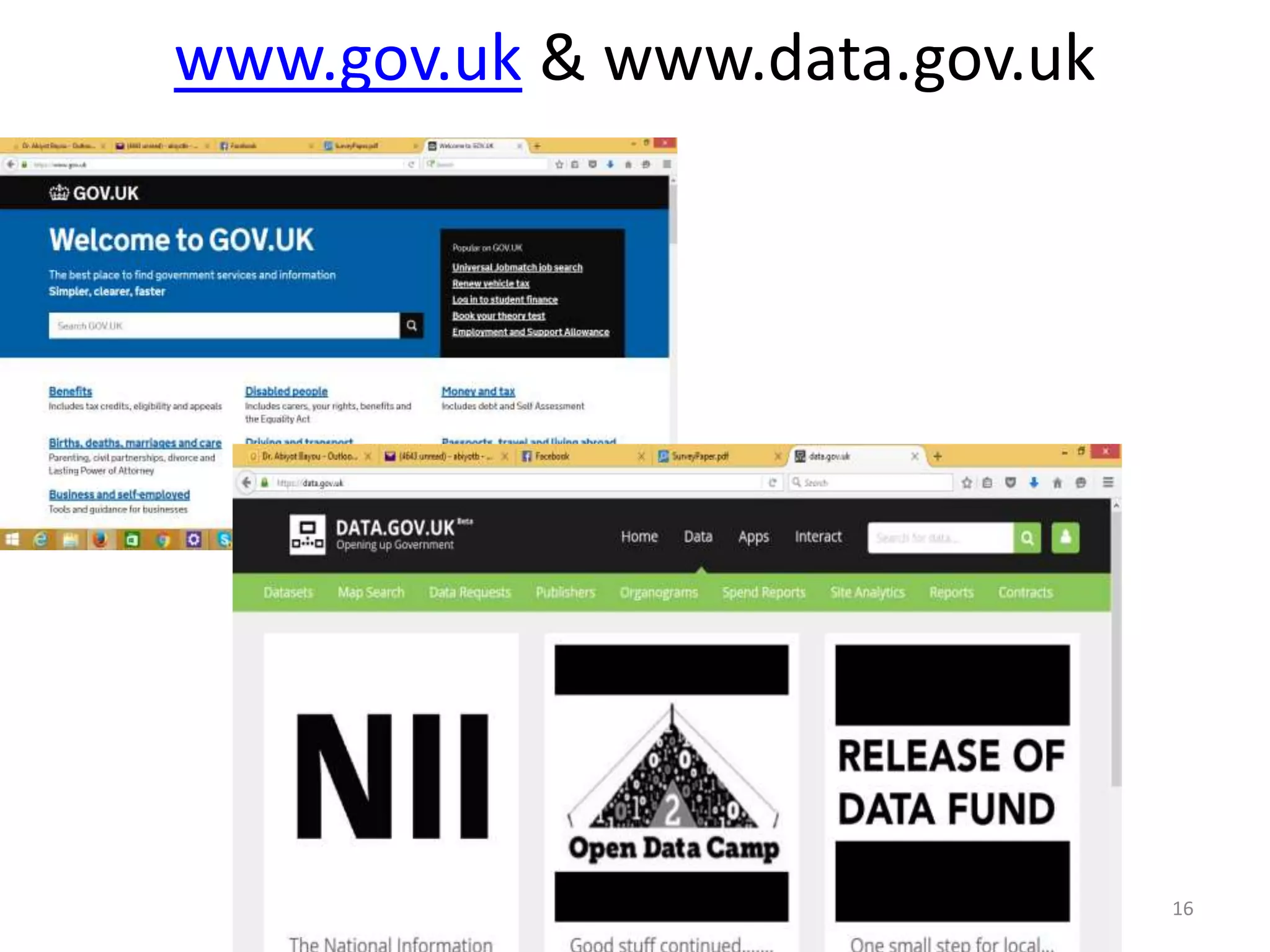 www.gov.uk & www.data.gov.uk
16
 