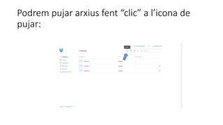 Podrem pujar arxius fent “clic” a l’icona de 
pujar: 
 