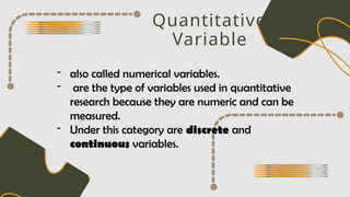 Variables in Quantitative Research and its Definition | PPTX