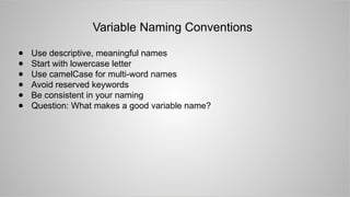 Understanding Variables in Computer Programming | PPTX