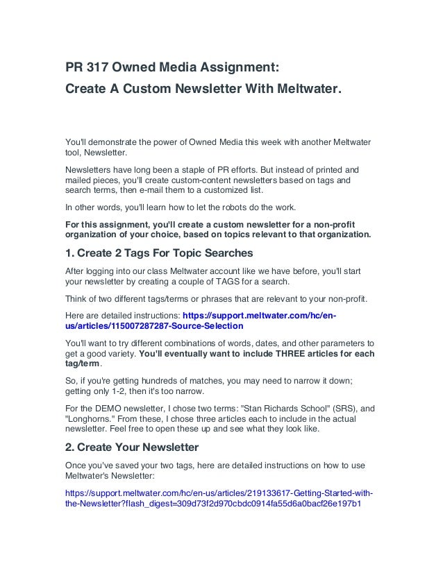 Creating Custom Newsletter Assignment