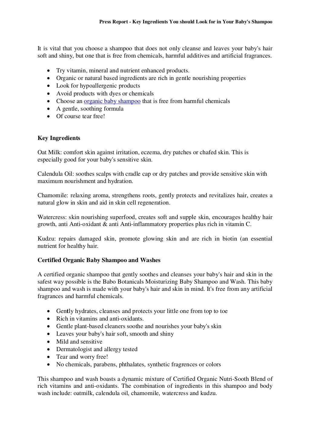 Key Ingredients You should Look for in Your Baby's Shampoo