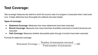 Software Test Coverage Examples Estimation of Test Coverage and Structural Complexity | PDF