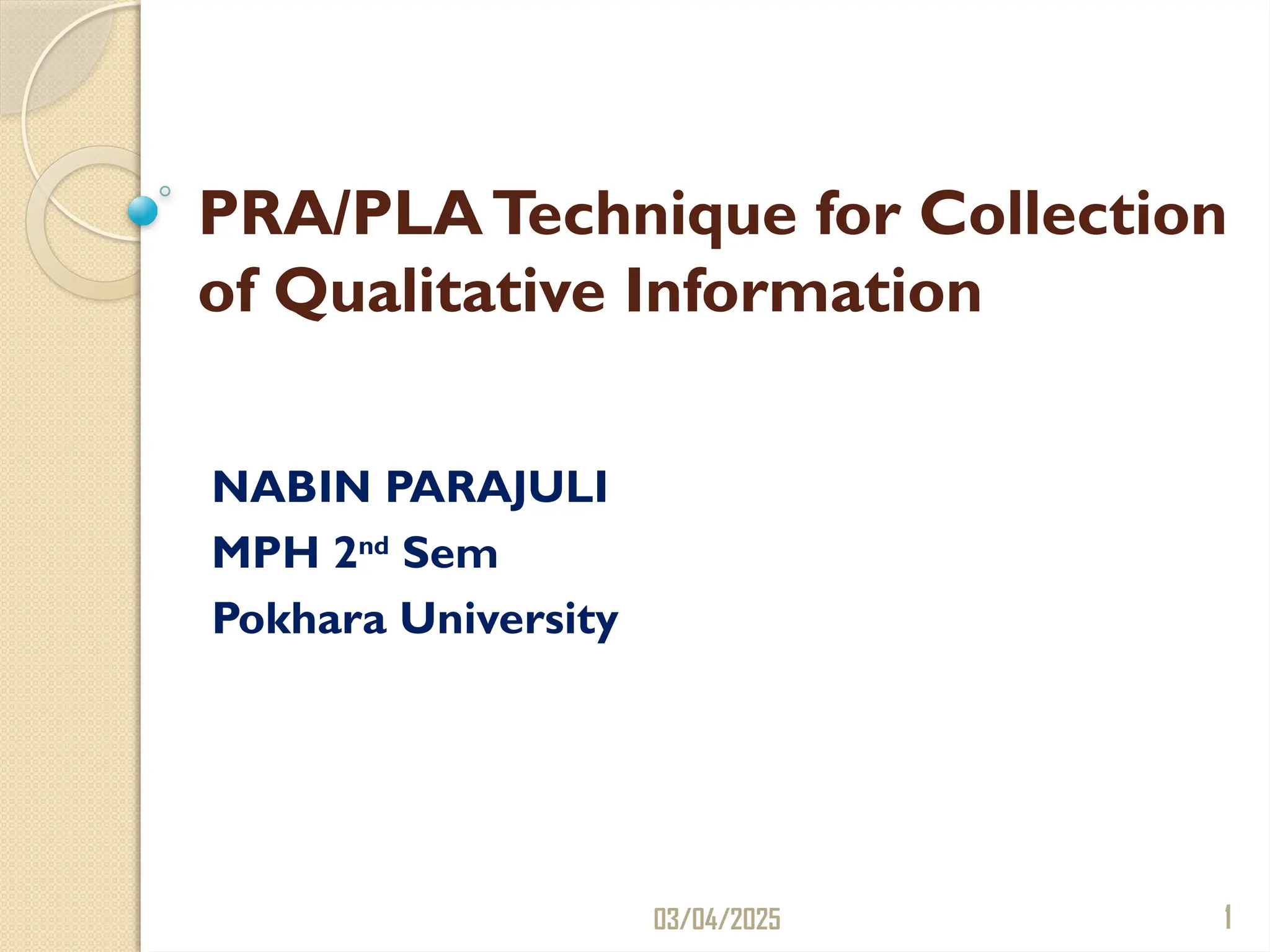 Pra Tutorial PRA/PLA Technique for Collection of Qualitative Information with ...