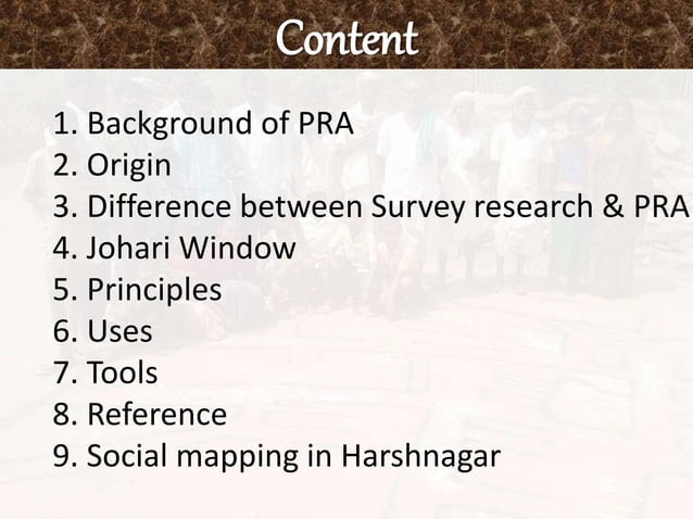 Participatory Rural Appraisal | PPTX | Geography | Science