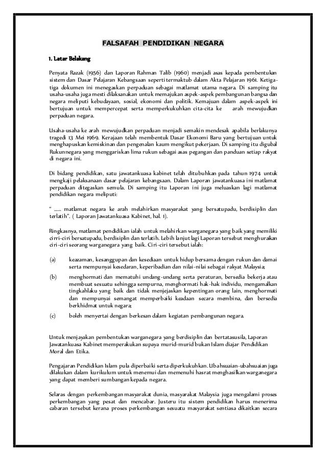 FALSAFAH PENDIDIKAN NEGARA