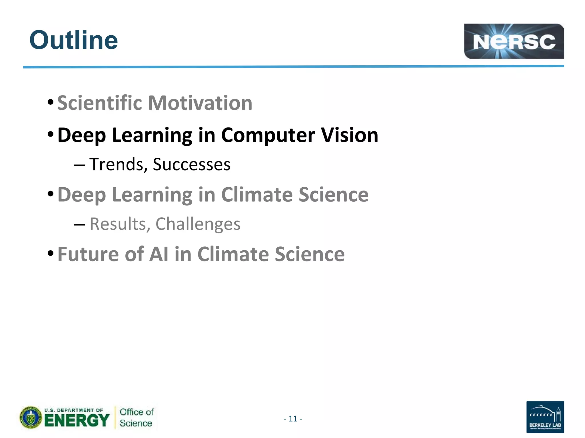 Outline
•
•Deep Learning in Computer Vision
– Trends, Successes
•
–
•
- 11 -
 