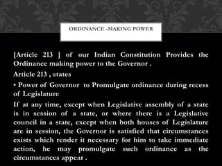 Powers of President and Governors in INDIA | PPTX