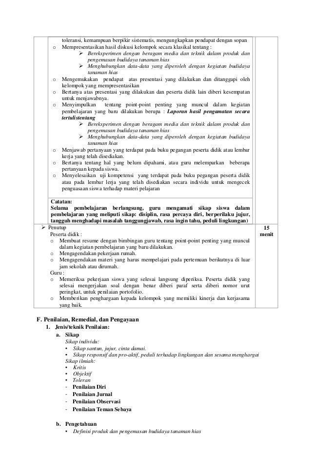 RPP SMA PKWU Aspek Budidaya Kelas X